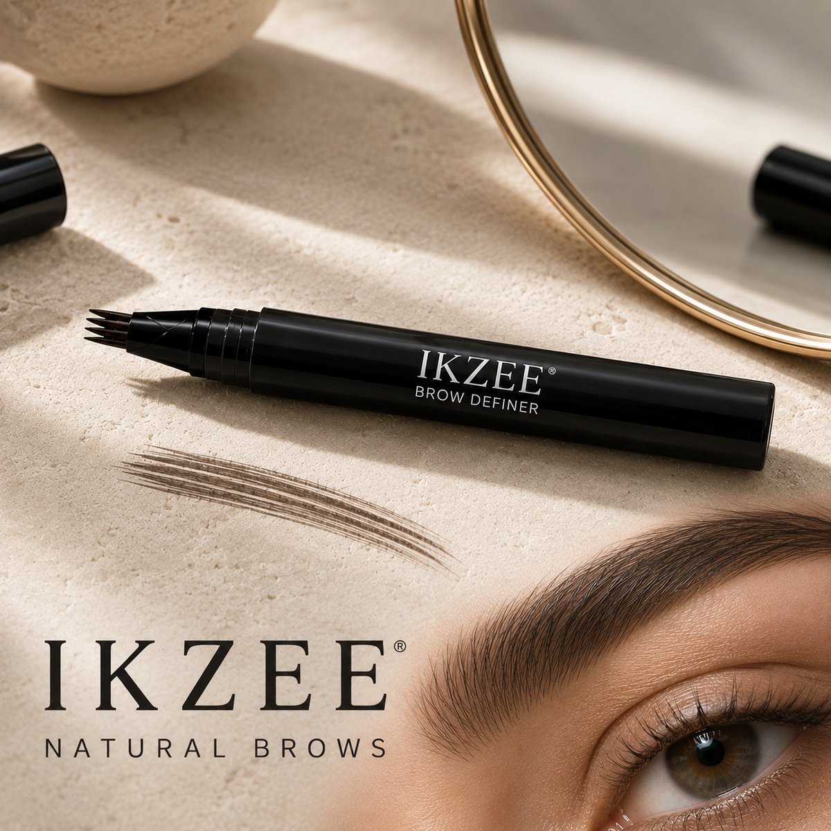 IKZEE Waterproof 4-Punts Wenkbrauwpotlood – Zwart | Natuurlijk Haar-Effect & Langhoudend