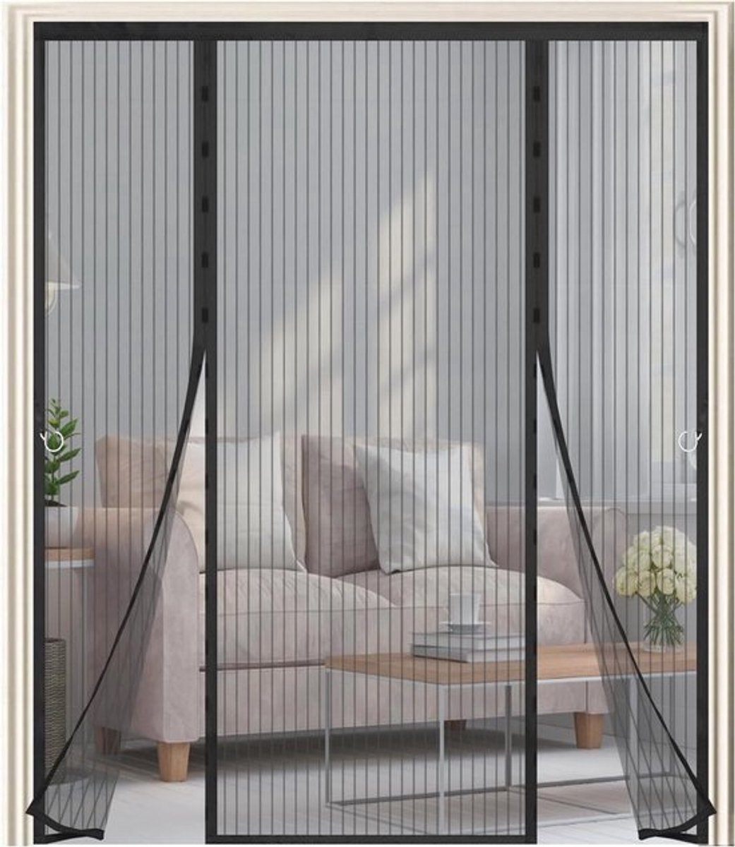 Magnetische Deurhor - Vliegengordijn Deur - Insecten Buiten Houden - Dubbele Deur Ontwerp - 230x185cm - Zwart