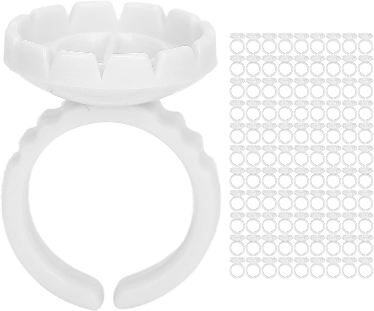 Eyelash Extension Glue Ringen - Wegwerp Glue Houder voor Wimperextensions, 100 Stuks, Perfect voor Wimperstylisten