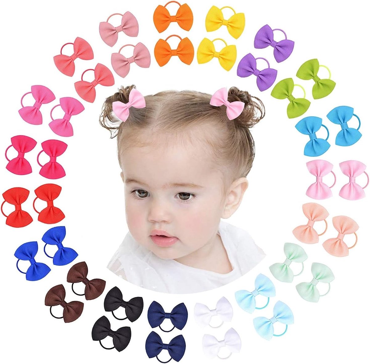 40 Stuks Meisjes Haarbanden - Elastische Ponytail Houder, Haaraccessoires voor Peuters en Kinderen