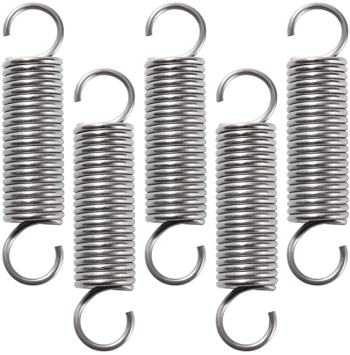 5 Stuks RVS Spiraalveer met Haken, Dubbele Haak Tension Spring voor Tent, Luifel en Trampoline, Ideaal voor Diverse Toepassingen