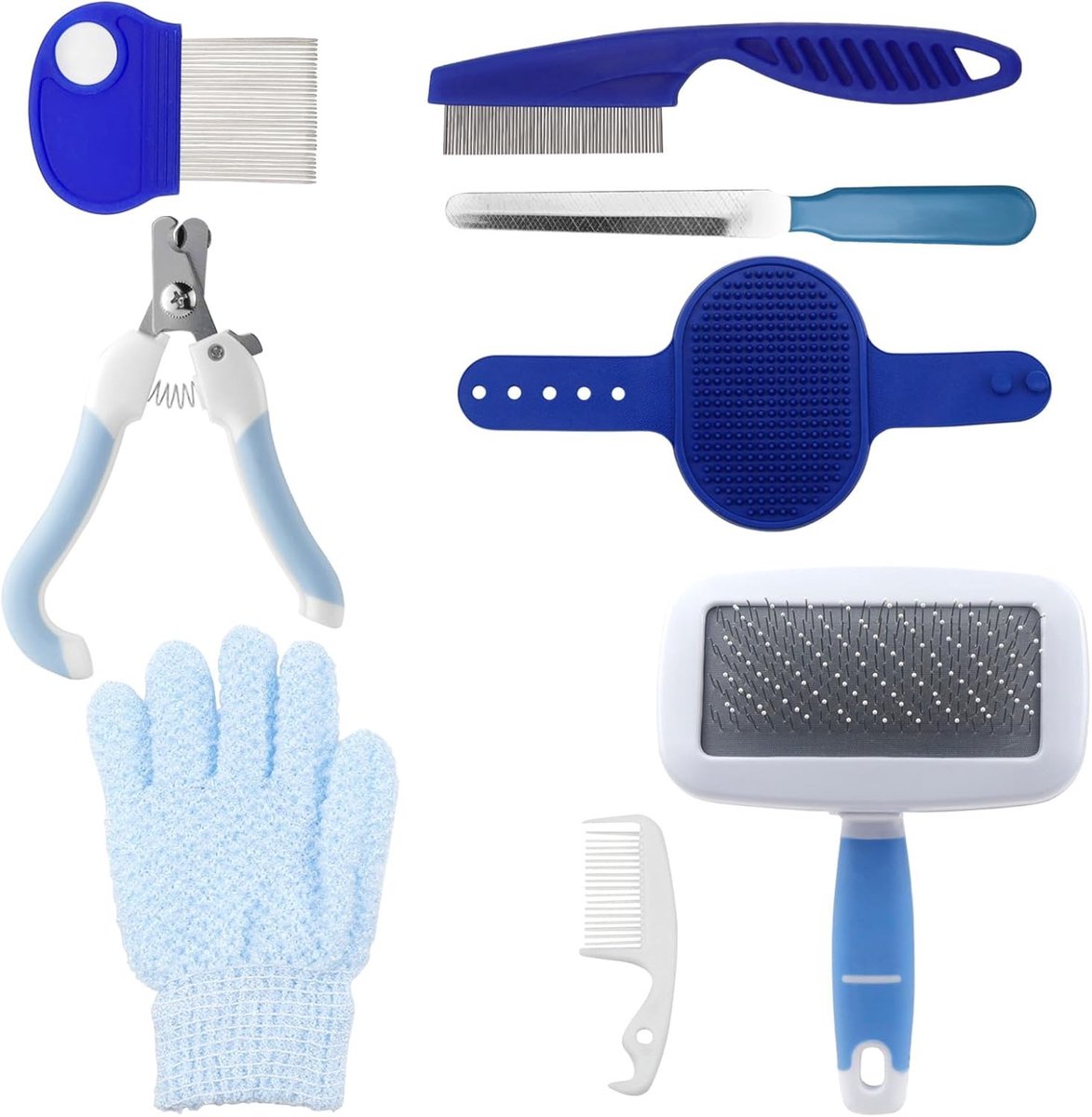 Complete Verzorgingsset voor Konijnen en Kleine Dieren met Trimmer, Nagelknipper, Vijl, Massagelotion, Badhandschoenen en Vlooienkam