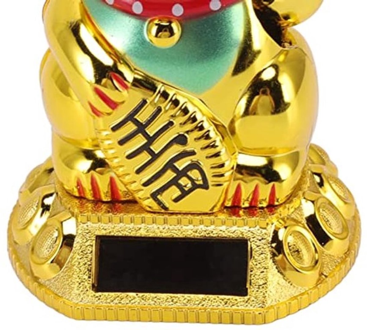 Lucky Cat Zwaaiende Arm, Zonne-energie Zwaaiende Kat Chinese Gelukskat voor Het Verwelkomen van Fortuin Geluk Rijkdom Welvaart Feng Shui in Home Display Auto Decoratie (gouden)