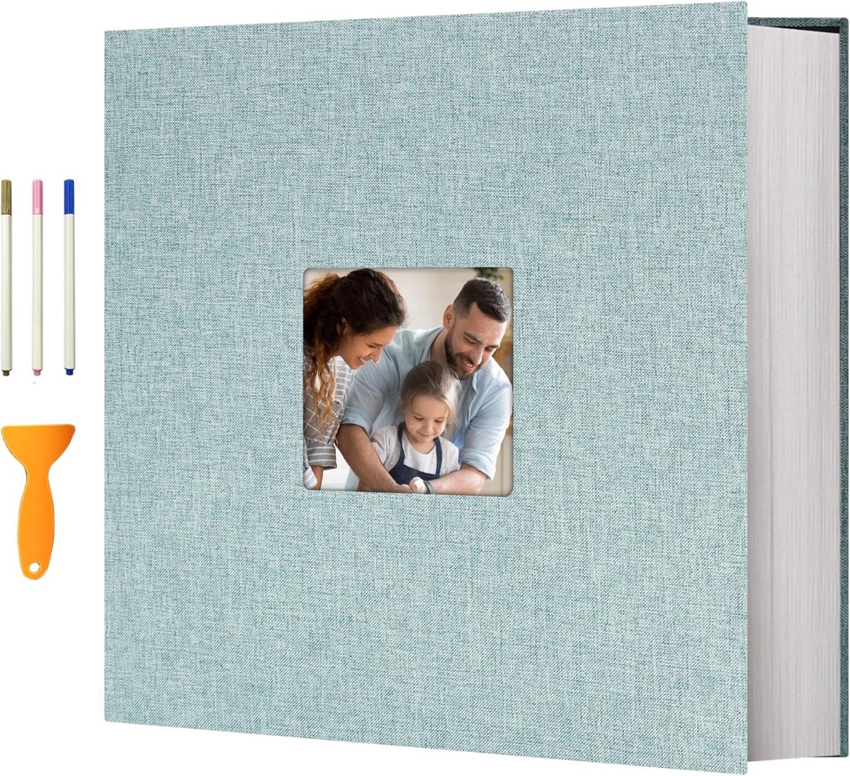 Groot Fotoalbum met Zelfklevende Pagina's en Linnen Cover voor 13 x 32 cm Foto's