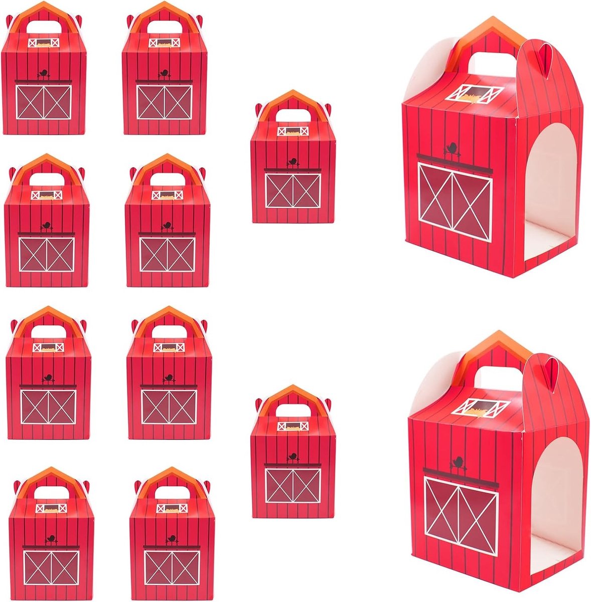 12 Stuks Papieren Party Boxen met Boerderij Dieren voor Verjaardagsfeestjes en Speelgoedopslag