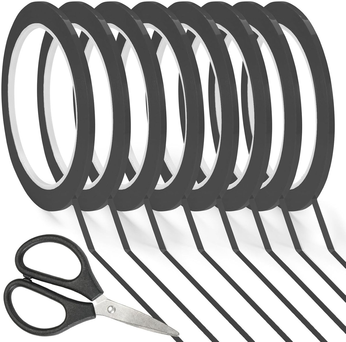 8 Rollen Witte Bord Accessoires Plakstrips, Gridding Tape 3mm x 66m, Markeer Tape voor School, Kantoor en Thuisgebruik met Schaar en Grafische Tape