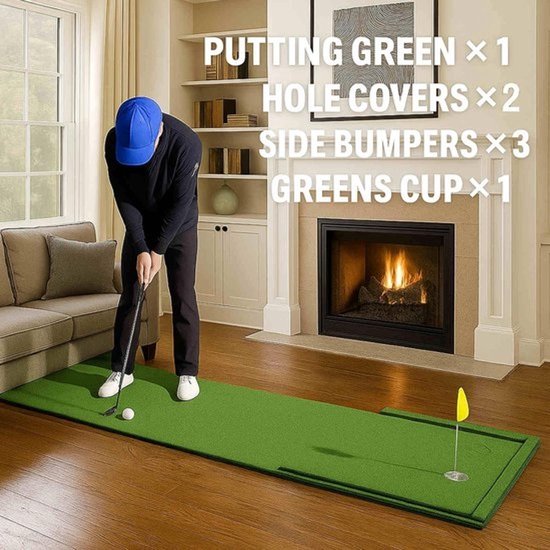 Golf Putting Mat - Putting Green - Putting Oefenen - Dubbelzijdig Gat - 61 x 61 cm - Groen — afbeelding 3