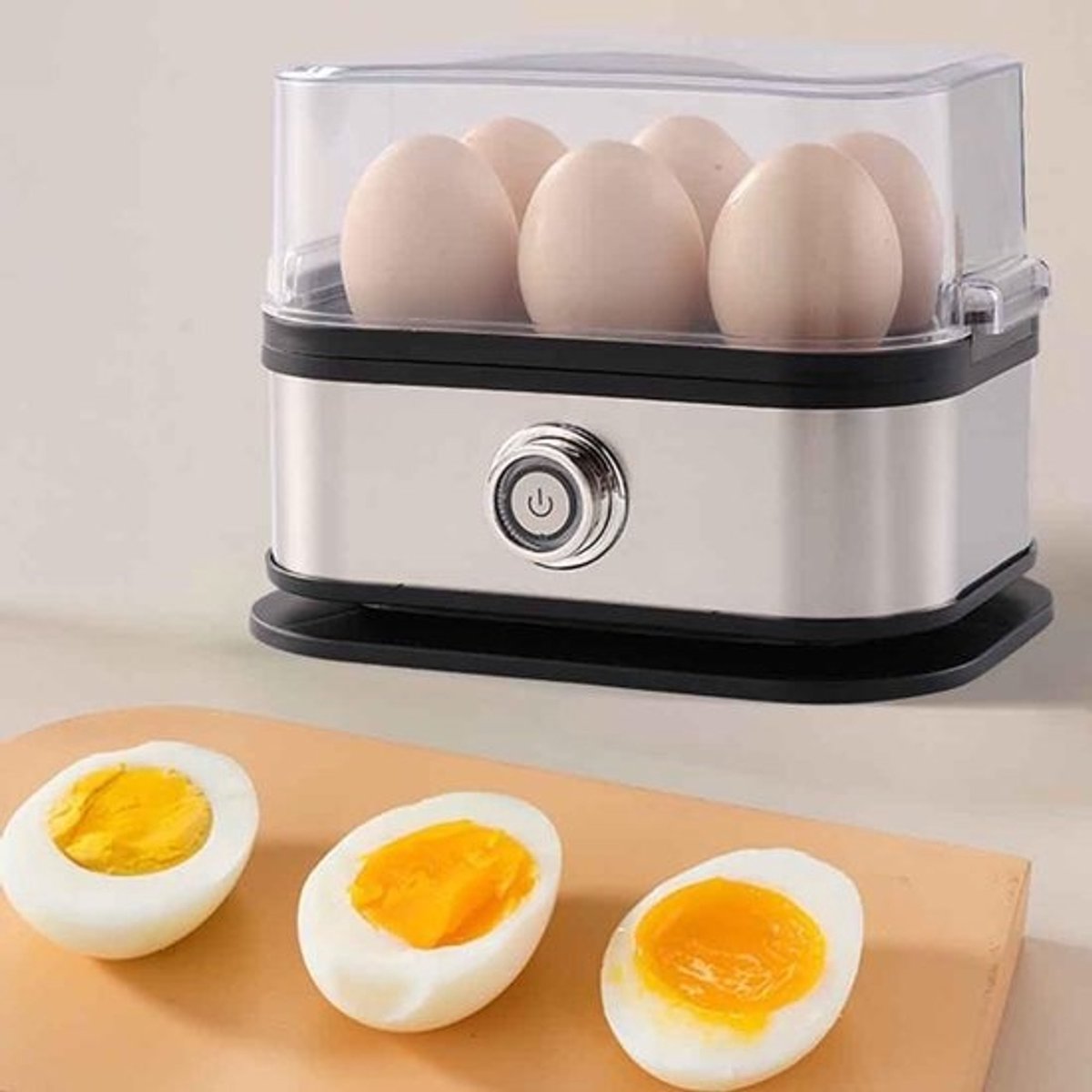 Eierkoker - Eierkoker RVS - Ontbijt Maken - Automatische Sluiting - 6 Eieren - Zilver