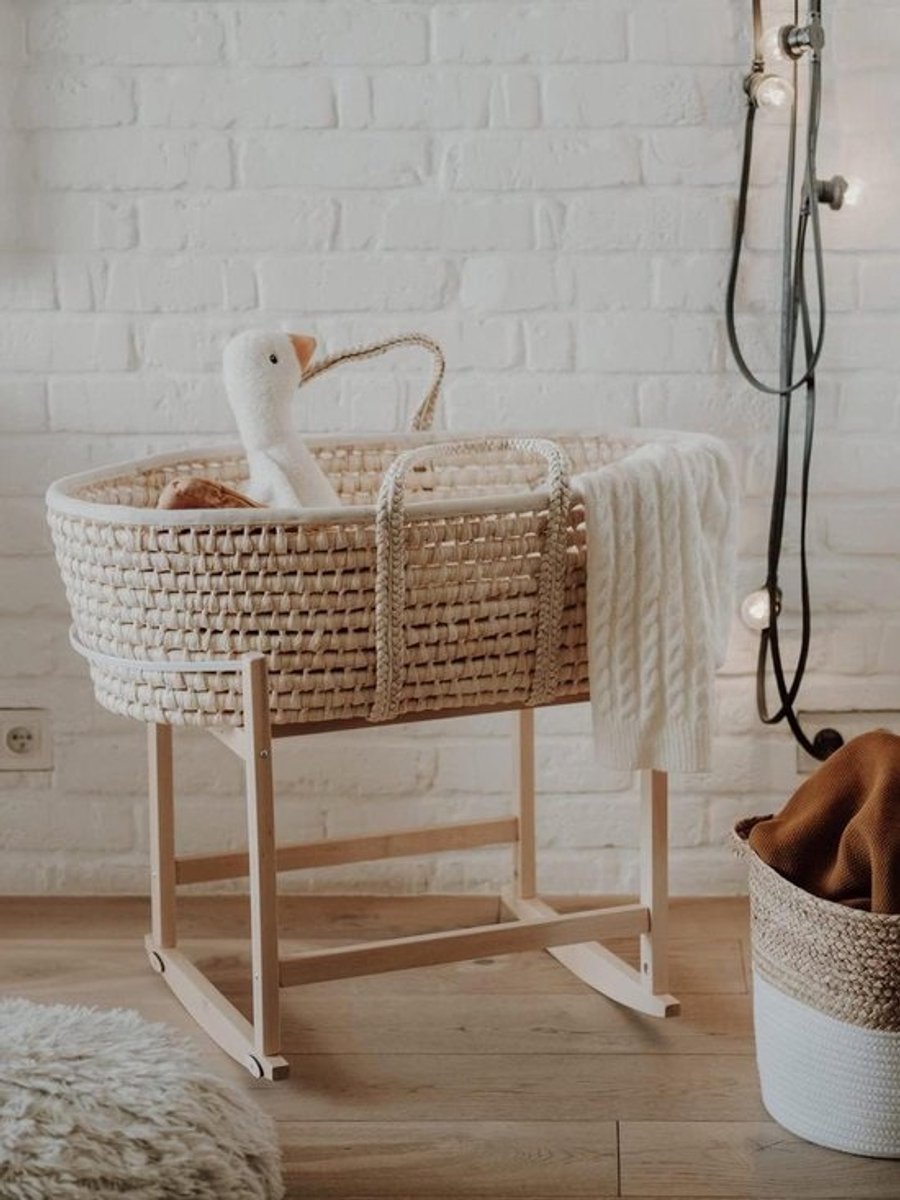 Baby Moses mand - Babynestje wieg - Veilig slapen - Handgeweven mand - 83 x 45 x 45 cm - Naturel