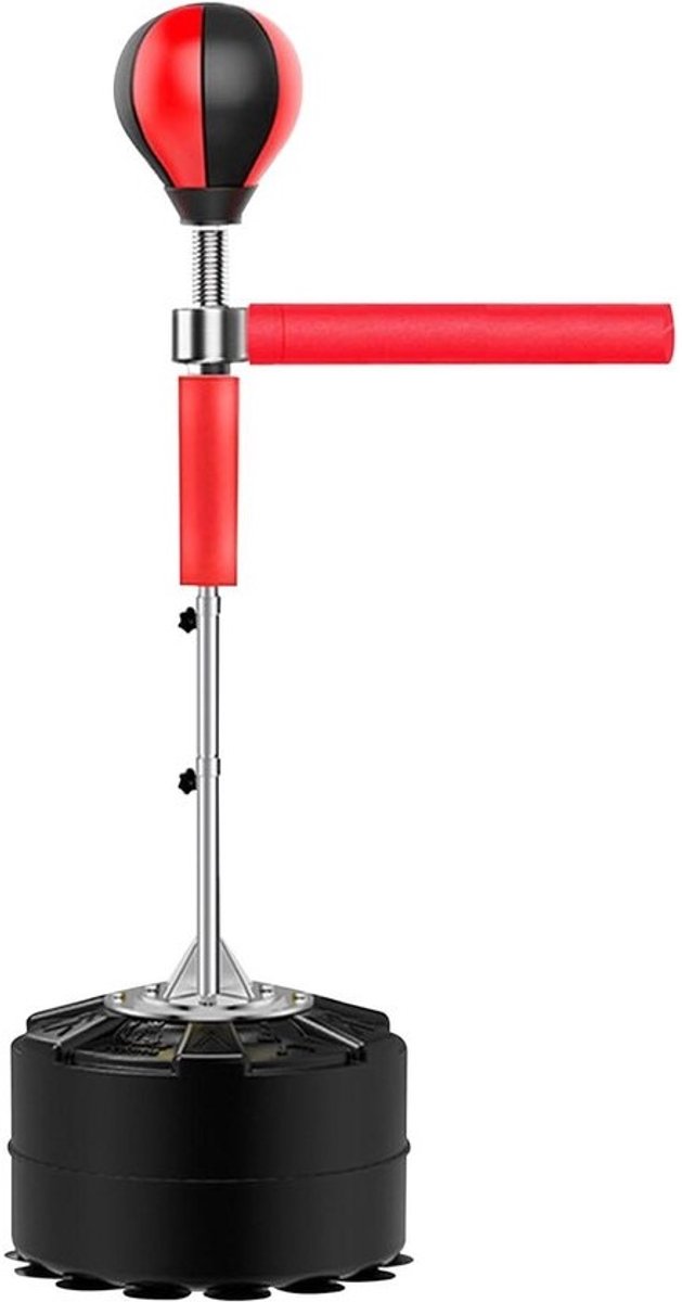 Vrijstaande Bokszak - Bokstrainer Staand - Reflexen Trainen - 360 Graden Flexibel - 195 cm Hoog - Rood
