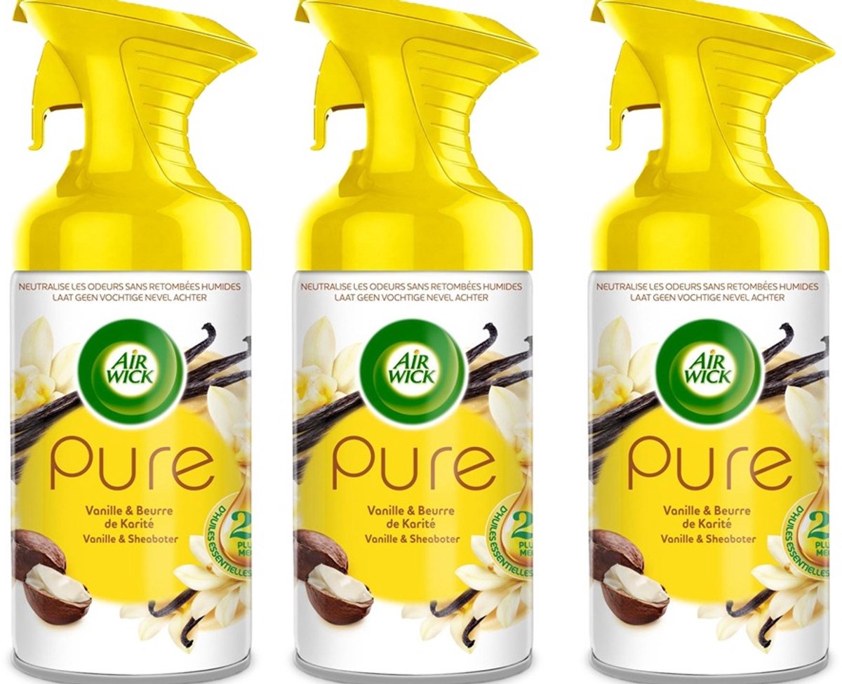 Air Wick Pure Luchtverfrisser Spray – Vanille & Shea Butter 3 x 250 ml