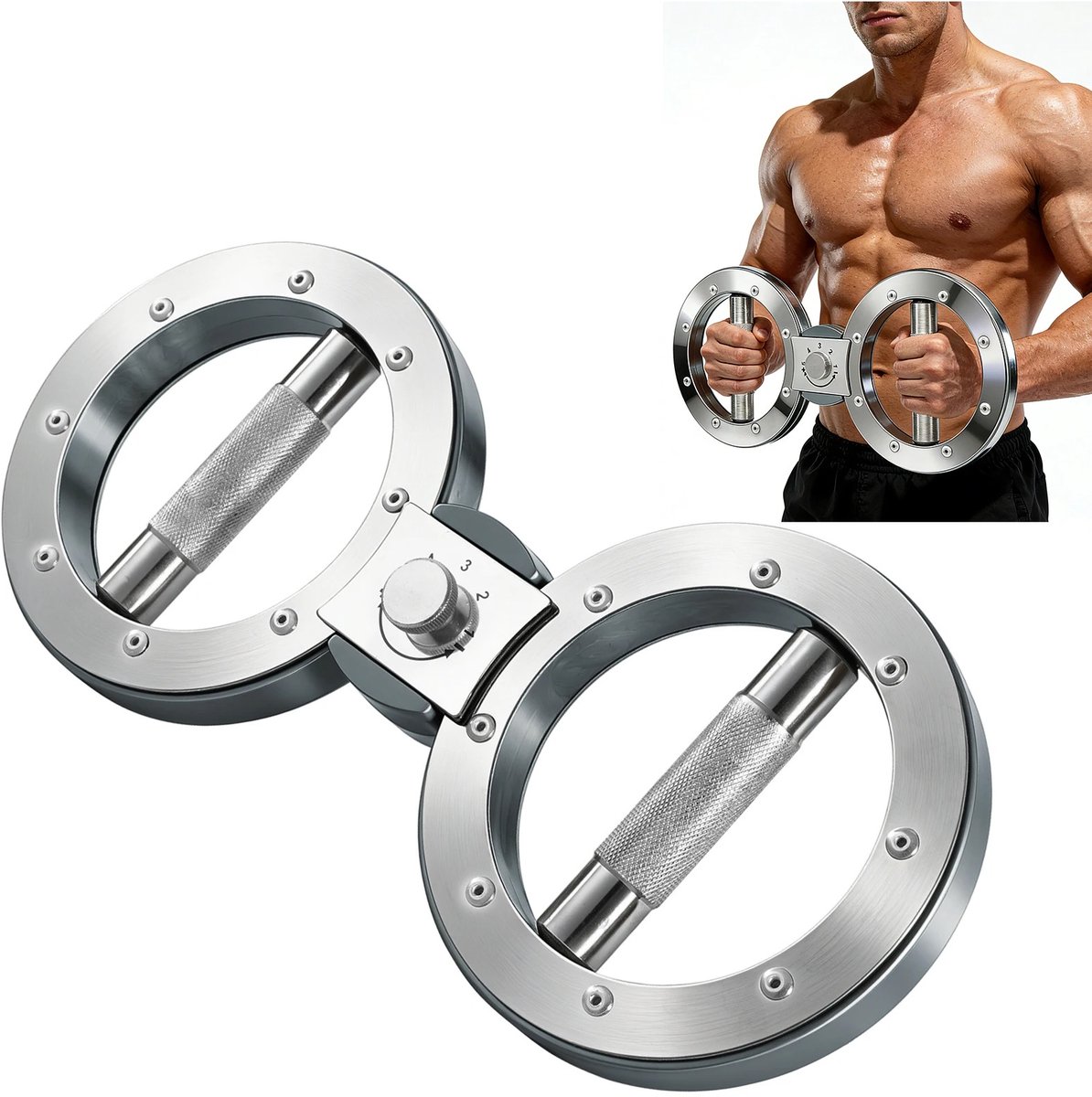 Vurnomi Onderarm trainer - Fitness - Handtrainer - Krachttraining - Home gym - Forearm trainer - Pols trainer - 360 - Gietijzer