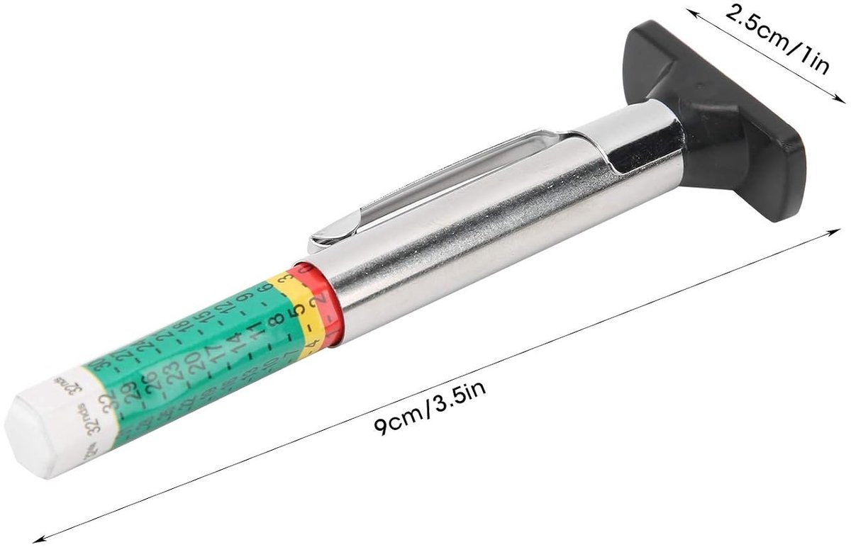 Band Dieptemeter, 0-25mm Autoband Loopvlak Tester, Draagbaar Tweekleurig