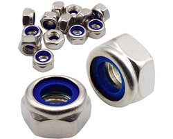 zelfborgend, M5: 50 stuks, nylstop, onlosmakelijk, rem, met ring, nylon, A2, voor sluitringen, schroeven en bouten, roestvrij, voor buiten - binnen, navulverpakking met ritssluiting PROTORX