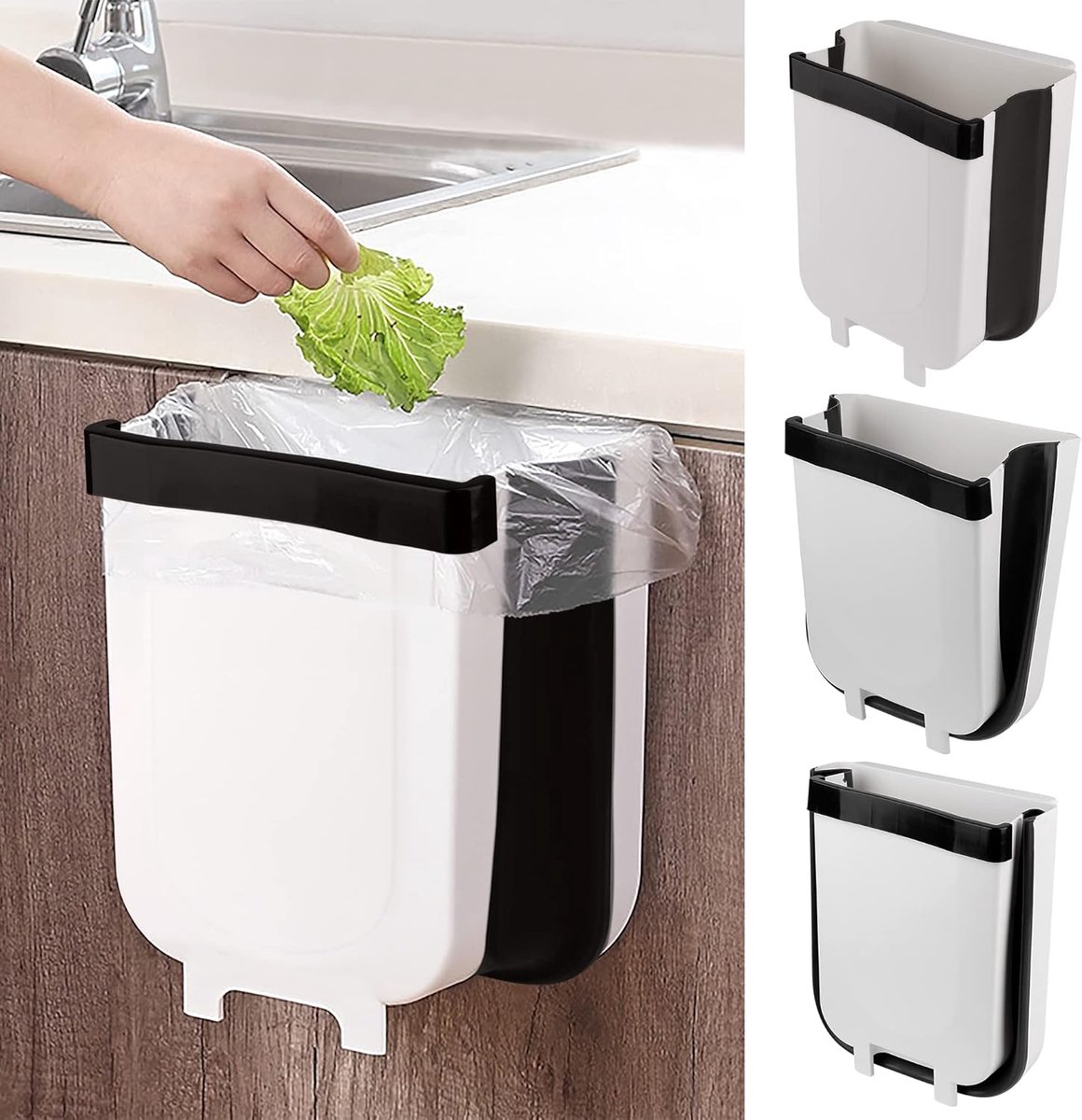 Prullenbak 9L Opknoping Opvouwbare Plastic Afvalbak Voor Keukenkast Deur Badkamer Auto Toilet