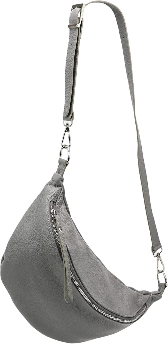 Leder Greta G747 Borsttas voor dames, uniseks, voor festival, reizen, middelgroot, heuptas, crossbody bag, verstelbare schouderriem, dames, leren tas, 37 x 21 cm