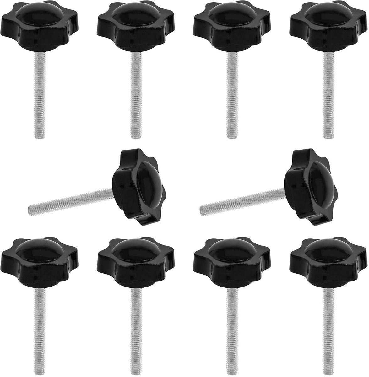 10 stuks M6 x 50mm zeskant kunststof kop stervormige schroef, stergreepschroef, schroefdraad vervangen sterhand, handstartschroef, mechanische vergrendelingsschroef