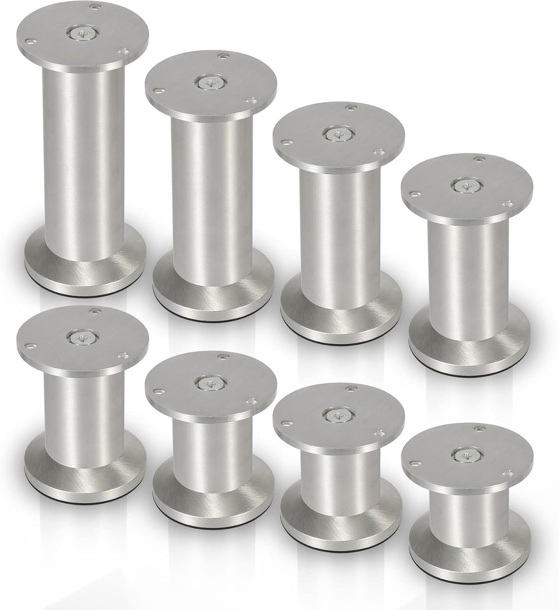 Poten, set van 4, 180 mm, hoogwaardige meubelpoten van aluminium, in hoogte verstelbaar ± 15 mm, diameter 60 mm, individuele doe-het-zelf meubels, meubelpoten zijn geschikt voor