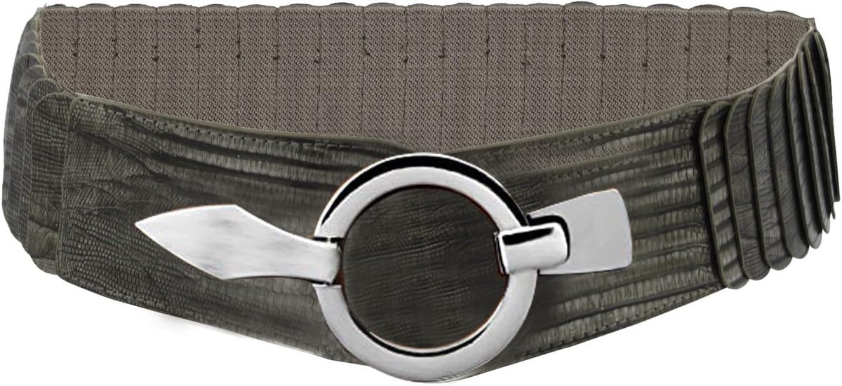 Elastische tailleriem voor dames, 6 cm brede heupriem met zilveren ring