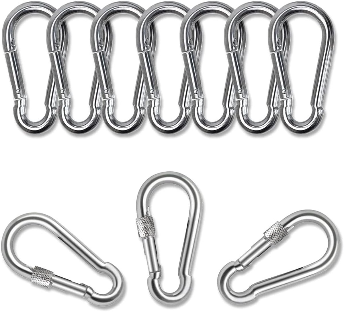 Snap Hook Karabijnhaak Clip - Stalen RVS Sleutelhanger voor Rugzak Outdoor Camping Wandelen Kid Swing Reizen Vissen, Waterdicht Roestbestendig Sterk Duurzaam Multifunctioneel