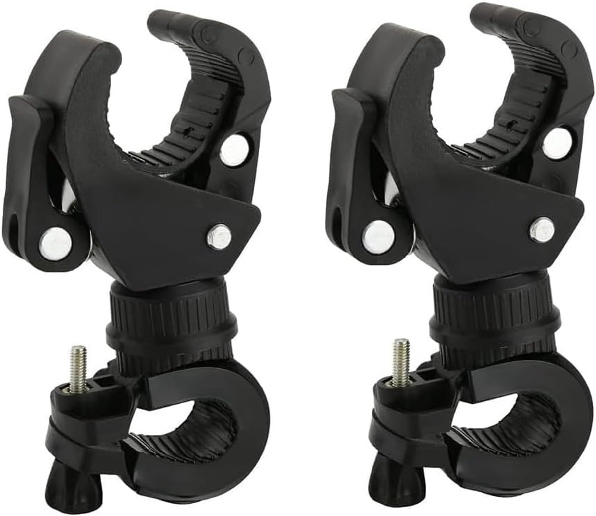 2 stuks fietszaklamphouder, 360 graden roterende fietslamphouder, universele stuurclip voor mountainbike en fiets, led-lichthouder, actiecamera, GPS