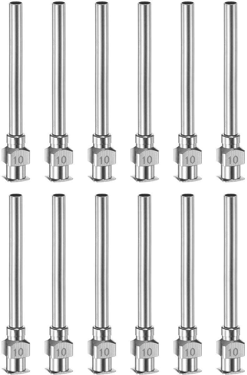 Doseernaalden, roestvrij staal, 1 1/2 inch (1,3 cm) slang voor lijm, metalen lijm, afgeschuinde punten, luer lock voor viskeuze vloeistoffen, inkt, lijm