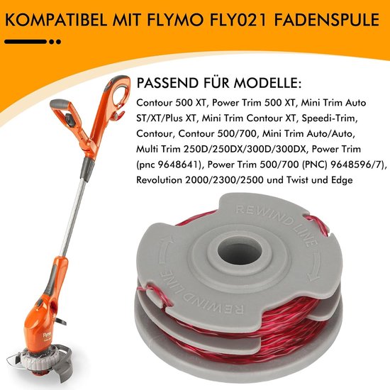 599431790 draadspoel geschikt voor Flymo Contour 500 XT,Power Trim 500 XT,Mini Trim Auto ST/XT/Plus XT,Mini Trim Contour XT grastrimmer,vervangende draadspoel lengte 11 m Ø 1,5 mm (6 — afbeelding 3
