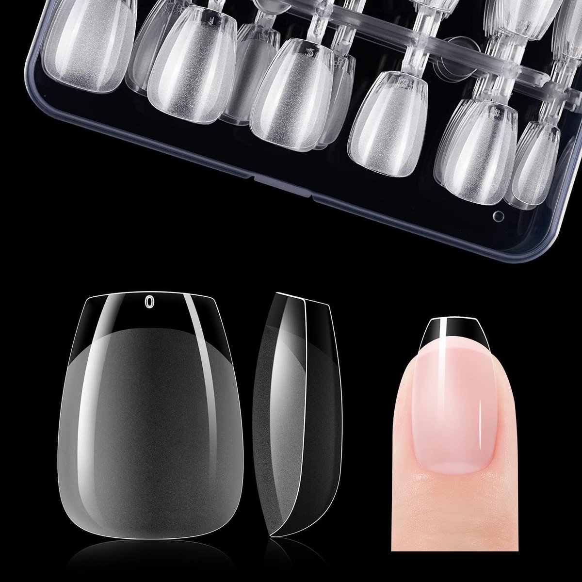 Nageltips voor thuis DIY Nail Art Nagelstudio XS Short Coffin | Extra korte Coffin 120 stuks 12 maten soft gel full cover nageltips voor gelnagels, press on nails