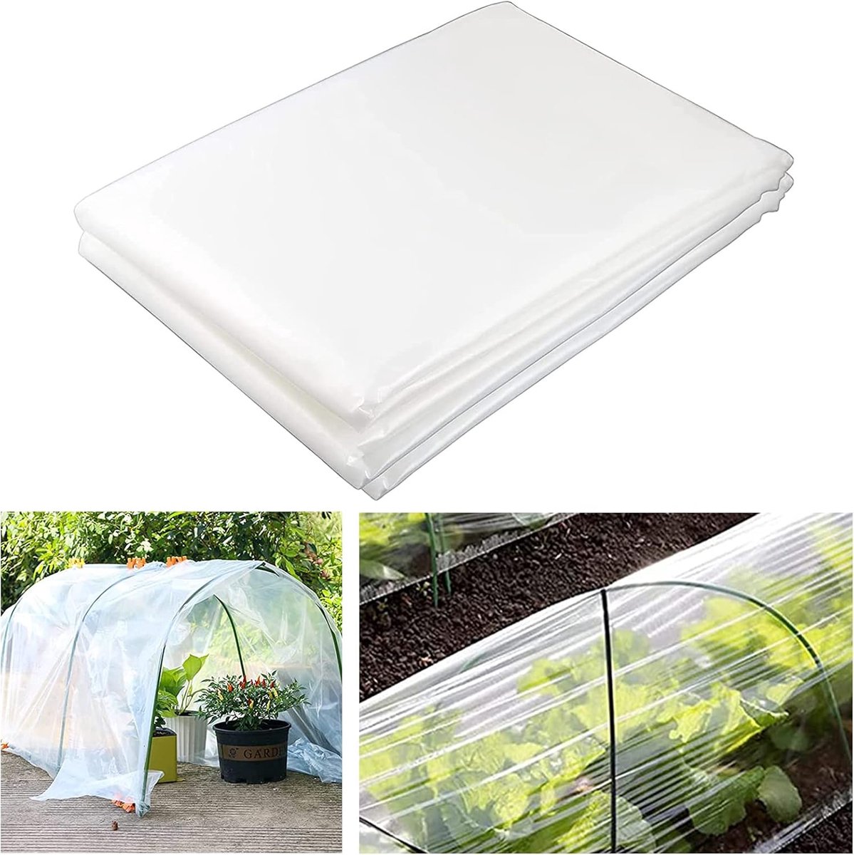 2 x 10M Extra Dikke Polyethyleenfolie Transparante Broeikasfolie Plastic Folie Stofbeschermingsfolie Scheurvaste Tuinfolie van Polyethyleen voor Tuinieren Broeikas Polytunnel (250Mu / 1000G)