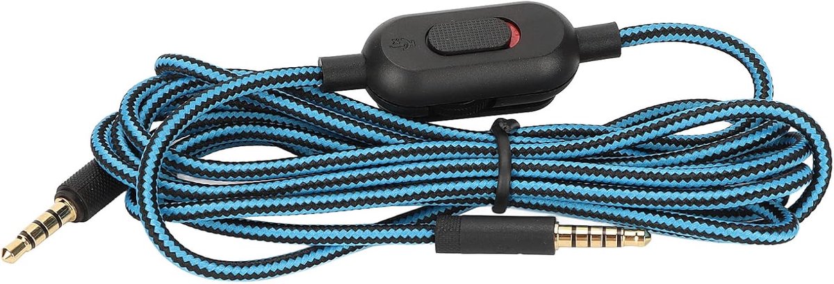 Audio Aux-kabel voor G Pro, G Pro X, G433, G233 Gaming Headset, Kabel Aux-kabel Vervanging met Inline Mute, Volumeregeling, 6.6ft(Blauw)