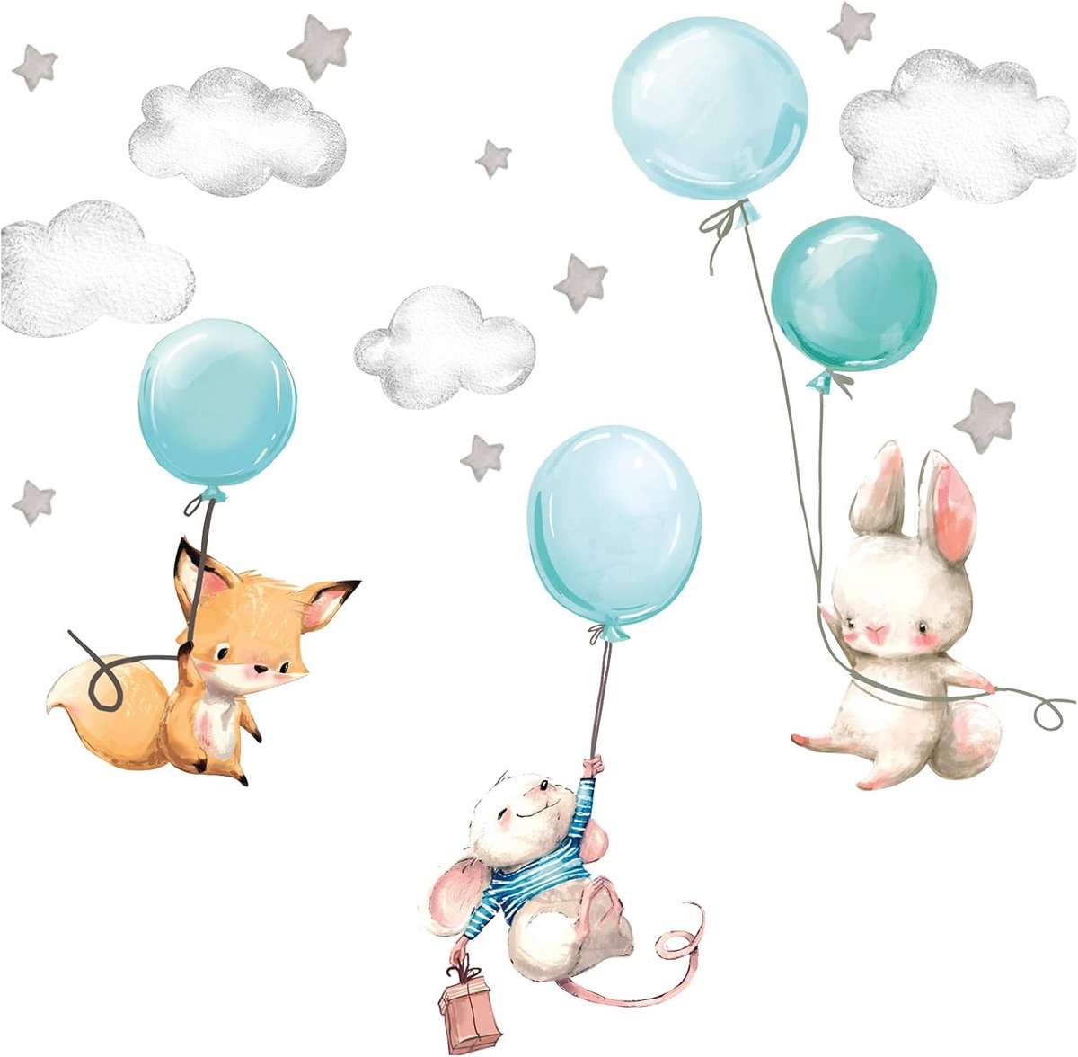 Deco Muursticker, dieren, ballon, voor kinderkamer, wanddecoratie DL610-1