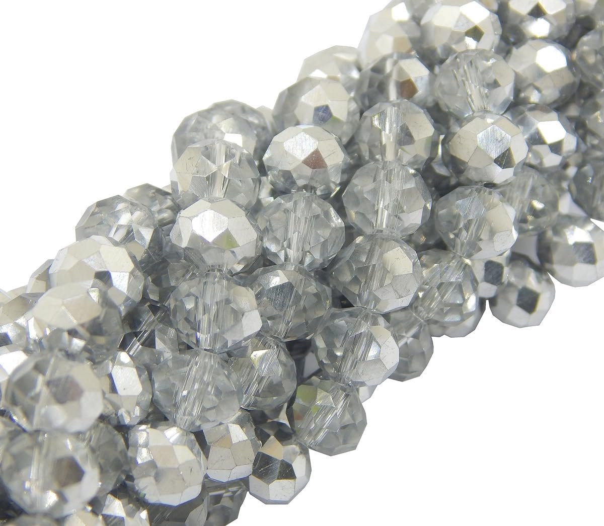 Kralen, 6 mm, Tsjechische parels, CZ geslepen glazen kralen, facet ronde bolletjes, glazen kralen, 1 streng (kristalzilver)