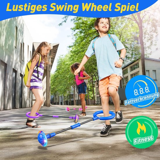 Bee Knipperende springring voetkreisel voor kinderen met teller, timer, calorieënteller, speelgoed, cadeaus voor jongens en meisjes 6-12, oplaadbaar, opvouwbaar, swingwiel met lichtwiel, Kerstmis — afbeelding 5