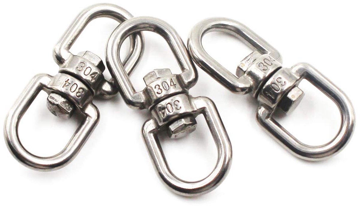 304 Roestvrij stalen oog naar oog draaibare ring, sleutelring sleutelhanger connectoren voor anker ketting (5PCS), M8 5/16", 3