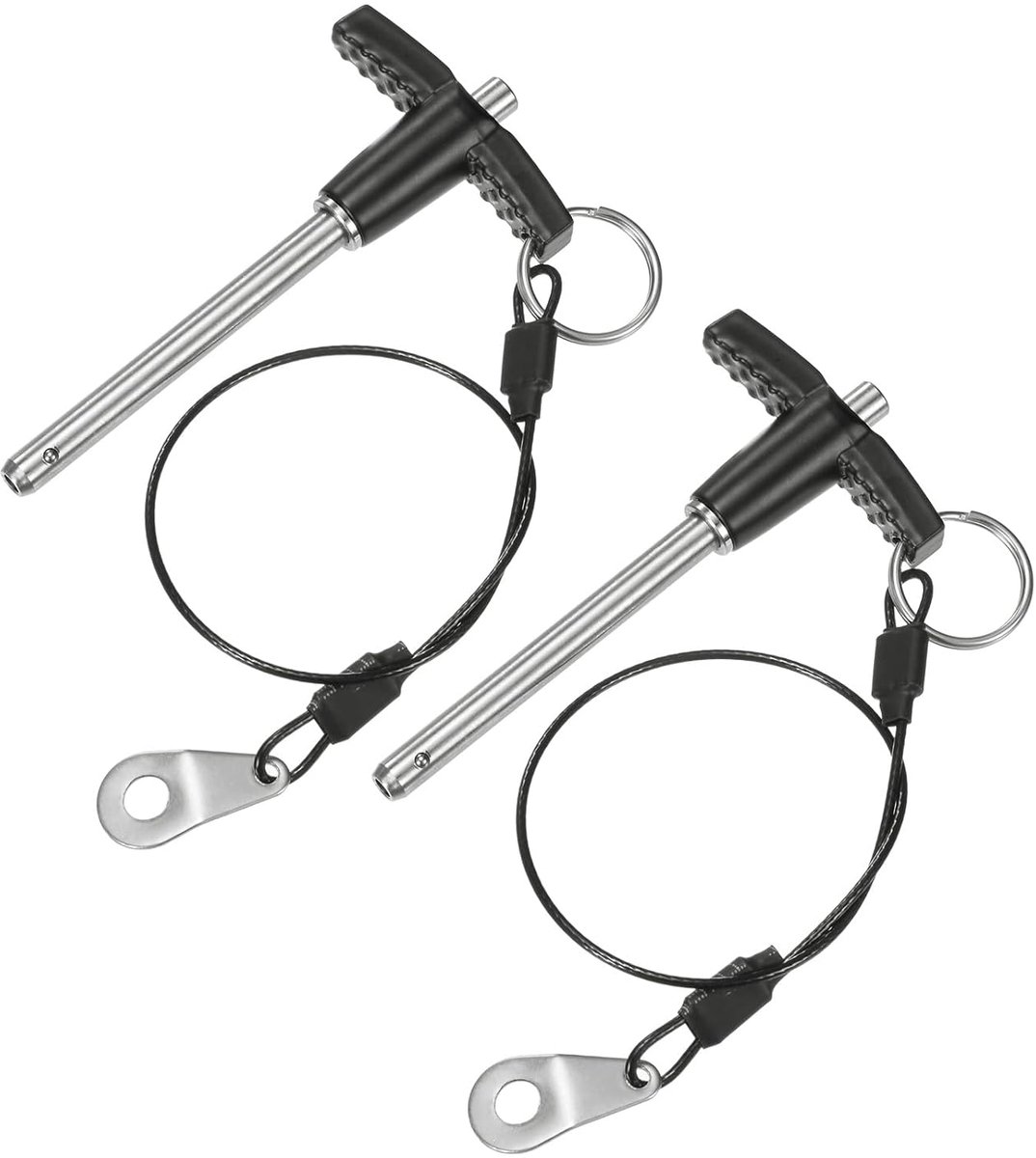 METERXITY 2 reversspeldjes T-greep, 1/4 inch (6 mm) diameter 1-31/32 inch (50 mm) lange spelden snelsluiting W met sleutelkoord voor luchtvaart/sportschool/auto [roestvrij staal 304]