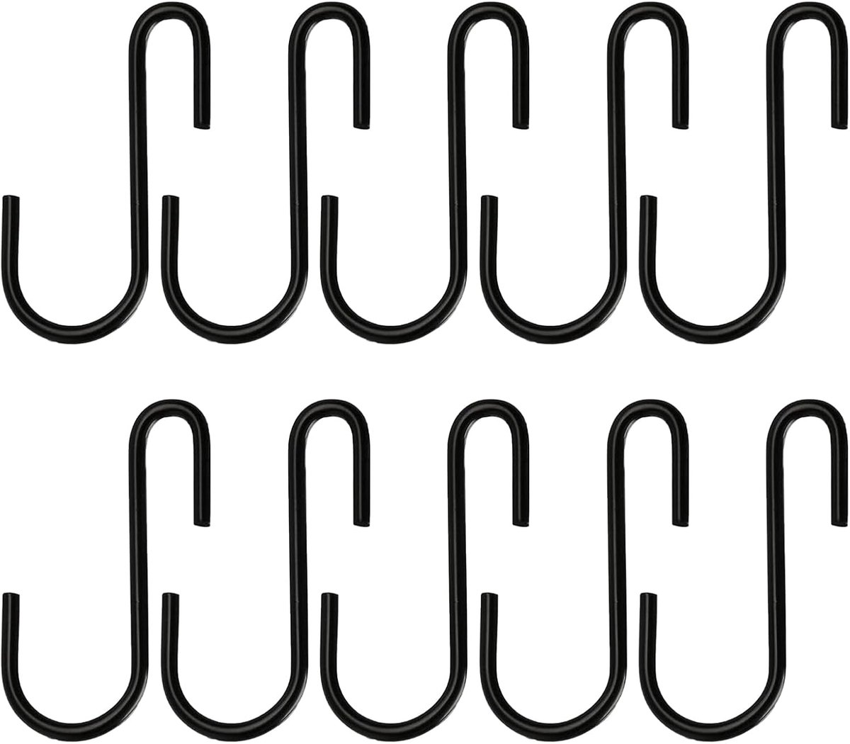 S-haken, metalen haken om op te hangen, roestvrijstalen haken om op te hangen, S-haken voor keuken, badkamer, opslag, zwart