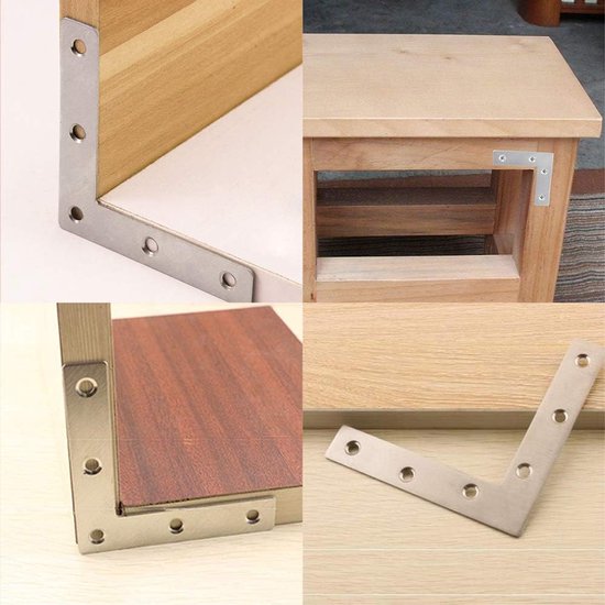 staal Vlakke Hoeksteun - L-Vorm Reparatie Aansluiten Herstellen Vlakke Plaat Beugel met Schroeven, 80*80mm — afbeelding 5