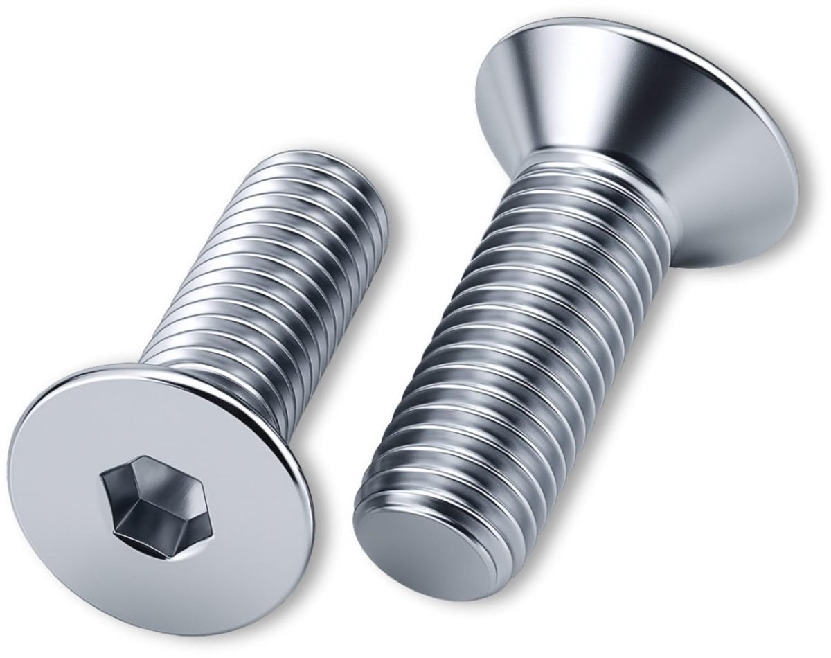 Verzonken Schroef met Inbuskop - M6 x 18 mm - 100 stuks - Metrische Schroeven met Binnenzeskant Volledig Geschroefd - Staal Verzinkt