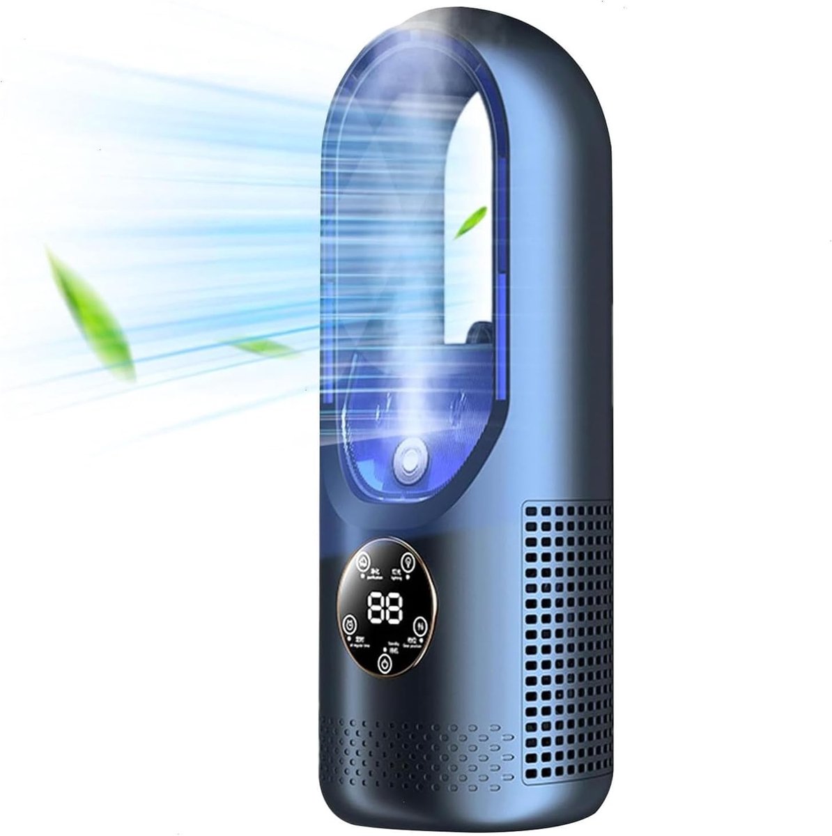 ventilator, 6-traps wind- en timerfunctie, koelventilator, USB-multifunctionele conditioner, led-display, bladloze verticale ventilator, geluidsarm, draagbare persoonlijke ventilator voor