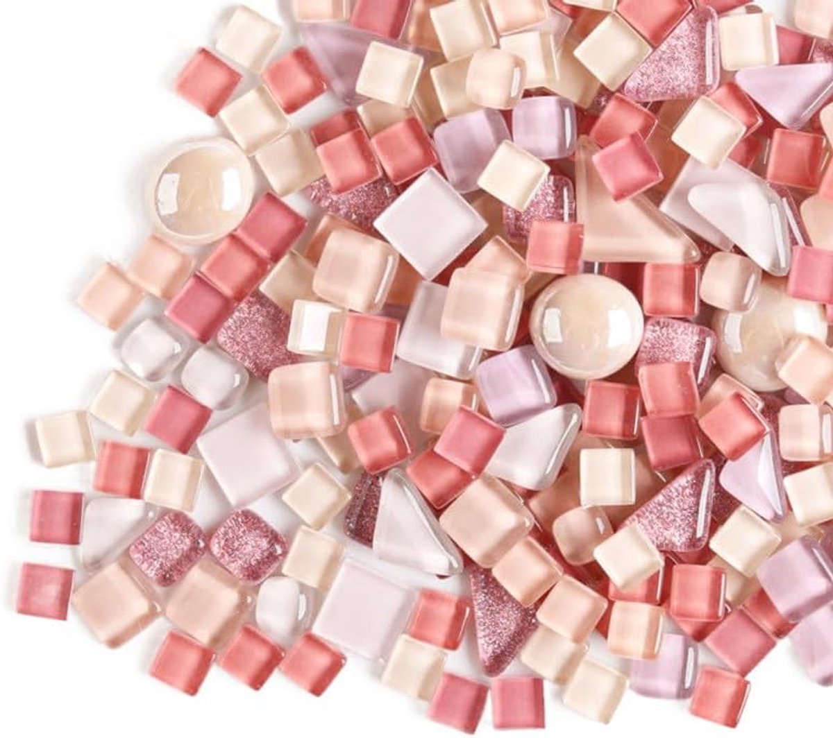 200g Onregelmatige Crystal Mozaïek Glazen Tegels voor Ambachten, Gemengde Kleur Kleine Mozaïek Glas Stukken DIY Hobby Kinderen voor Woondecoratie (Roze)