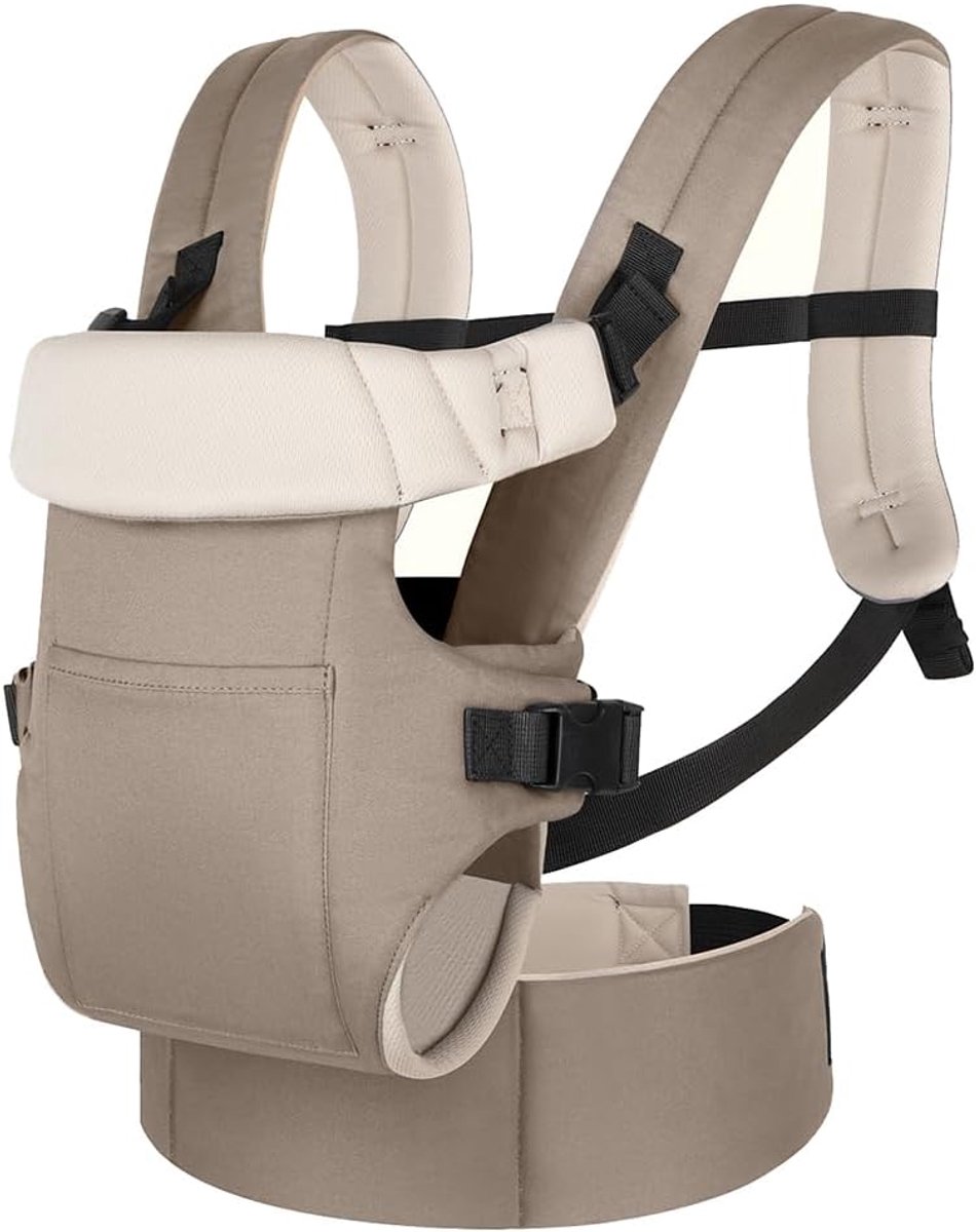 Babydrager voor pasgeborenen, 0-24 maanden, babydrager, babydrager, meerdere greepposities, met inklapbare nekbescherming en ontwerp voor decompressie in de lenden- en buikstreek voor pasgeborenen