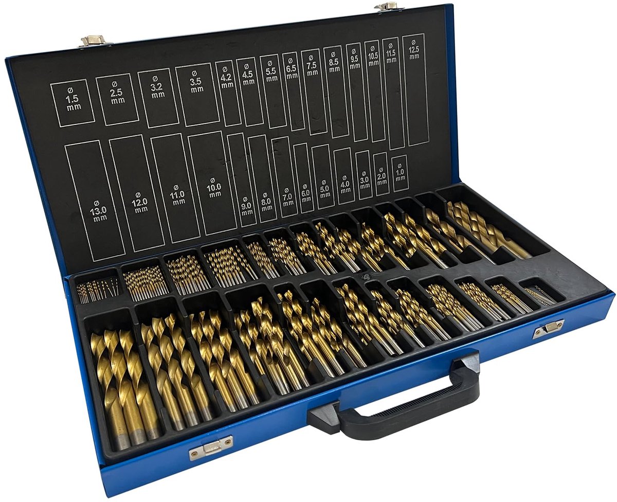 230-delige metaalboorset, metaalborenassortiment HSS geslepen, Split Point handboormachine, spiraalboor, boorsets, professionele steenboorset, boren in roestvrij
