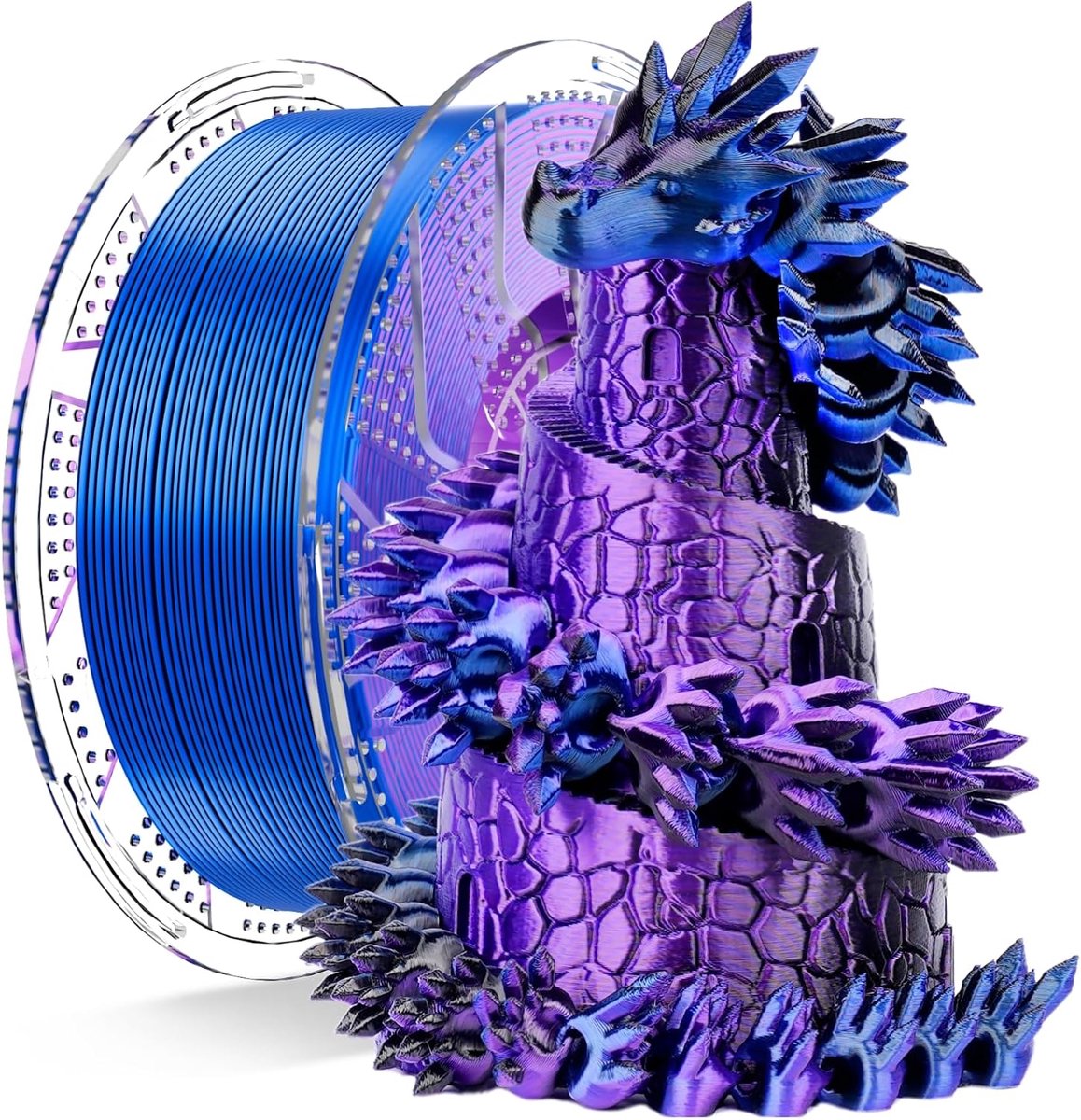 Silk PLA Meerkeurig Filament, Zwart-Blauw-Paars, PLA Filament 1,75 mm Driekeurig voor 3D-Printer, Zijdeglans, 1 kg