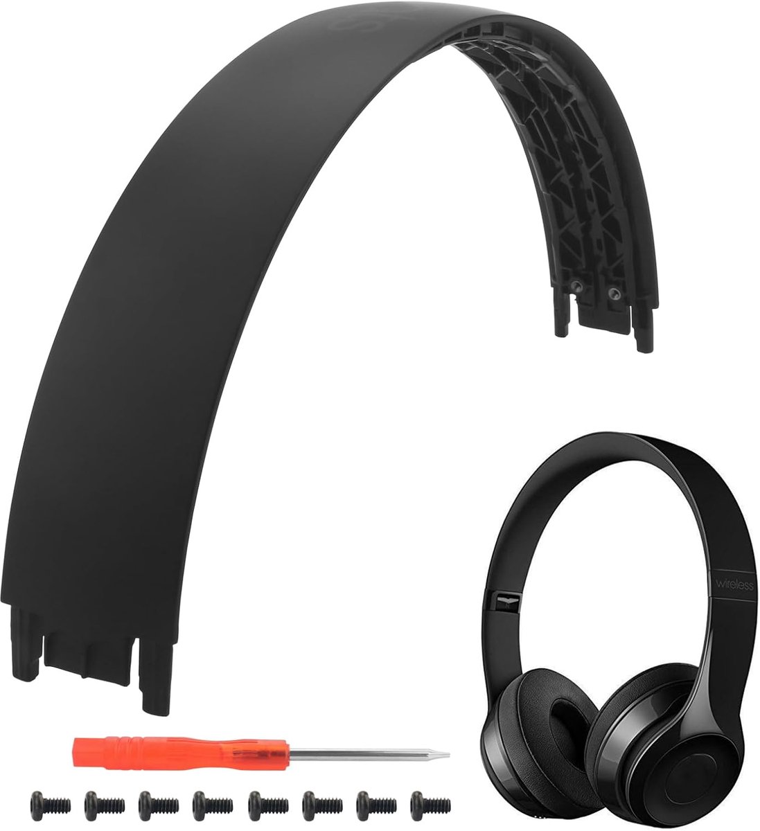 Hoofdband Vervangende Onderdelen Accessoires Reparatieset Compatibel met Solo 3.0 Solo 2.0 Draadloze Top (Mat Zwart)