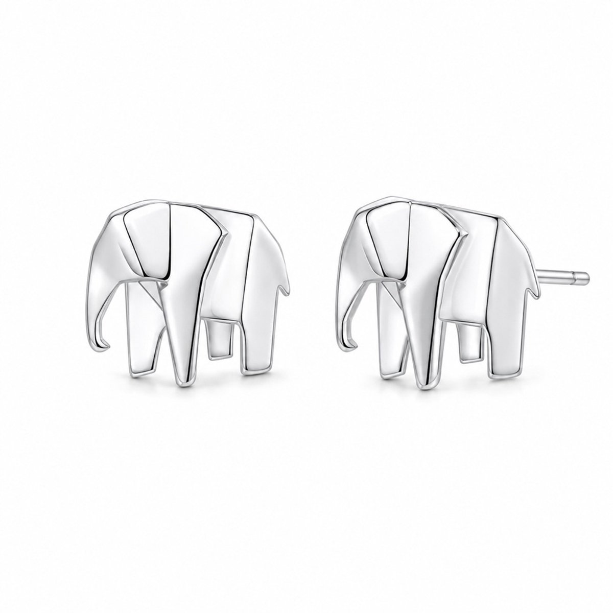 EmmyRovi origami olifant oorbellen – 925 zilveren pin – zilverkleurig