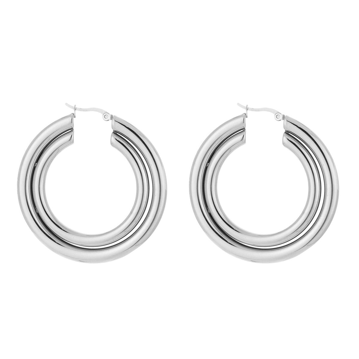 Michelle Bijou Oorbellen Dubbele Hoops zilver