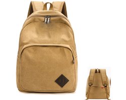 KZQ Vintage canvas studenten rugzak voor dames en heren - Duurzaam dagpak voor reizen - Geschikt voor 15.6 inch laptop - Kaki