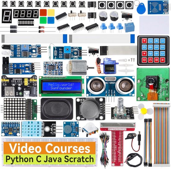 Raspberry Pi Ultimate Starter Kit voor Raspberry Pi 4B 3B+ 400, Java Python C Scratch Node.js, Gedetailleerde online tutorials, 161 projecten, 337 artikelen (cameramodule, luidspre