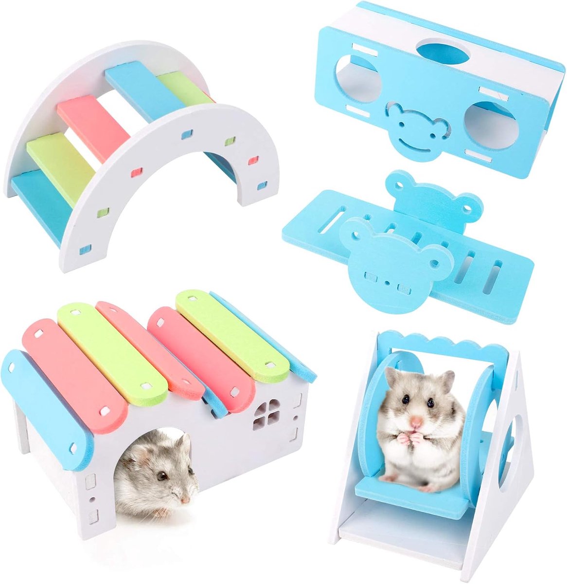 Speelgoed, Hamster Huis DIY Regenboogbrug Wip Schommel En Training Speelgoed Kooi Decor Hamster Speeltuin Klein Dier Speelgoed Voor Gerbils, Ratten En Dwerghamsters