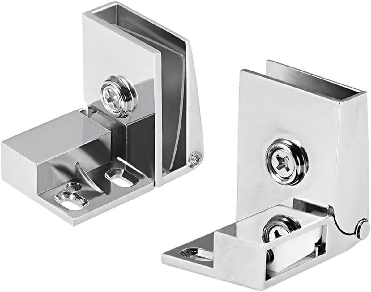 scharnier voor glazen deur, halsketting van zinklegering, voor 3-5 mm, glasdikte 1 paar Type 1, 1 Pair zilver.